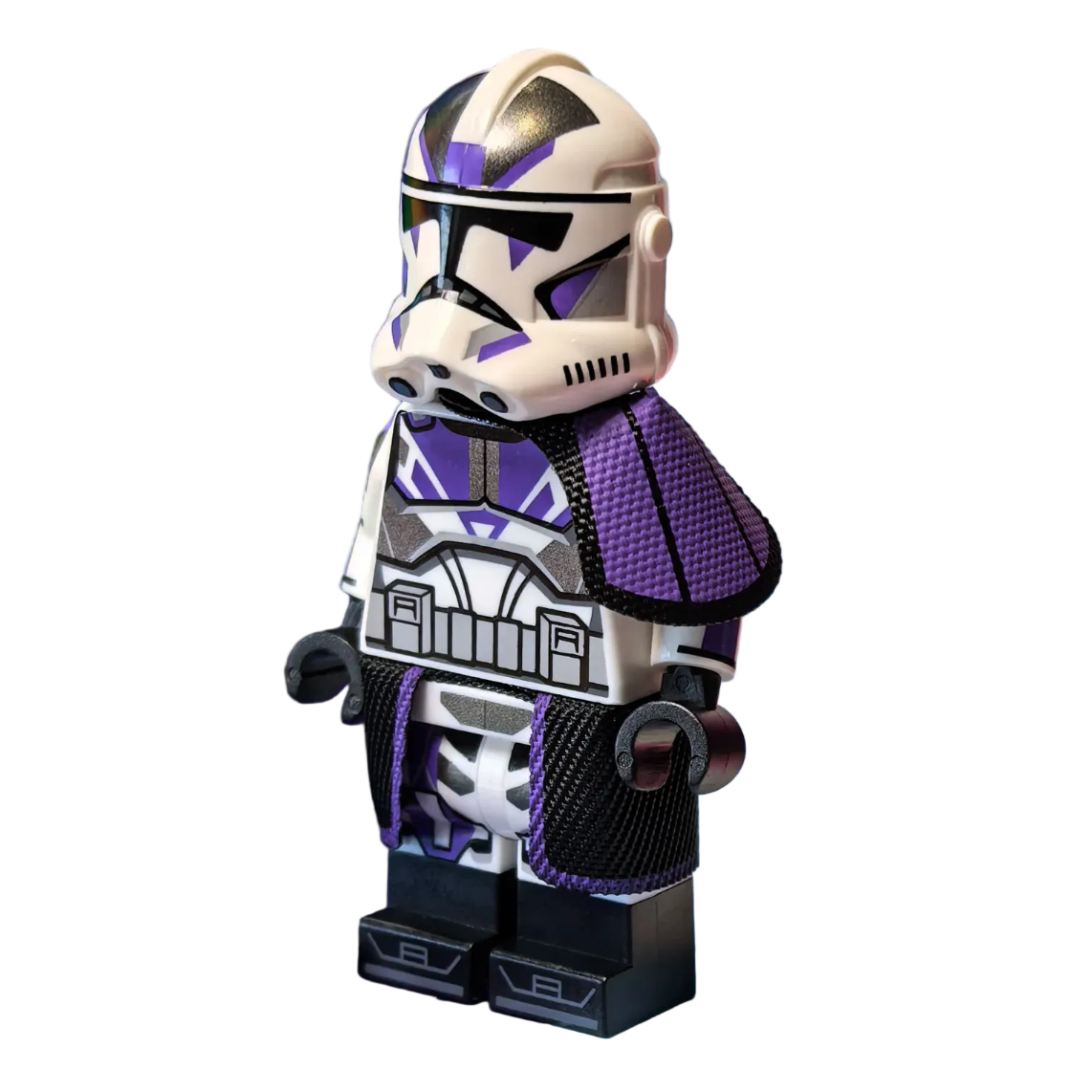 front view showing pauldron and kama in purple