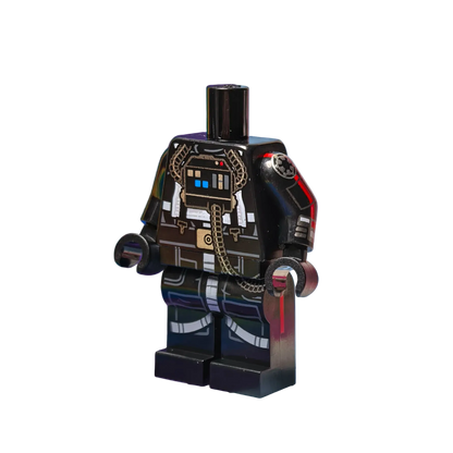 Black tie fighter pilot body with red lines front view