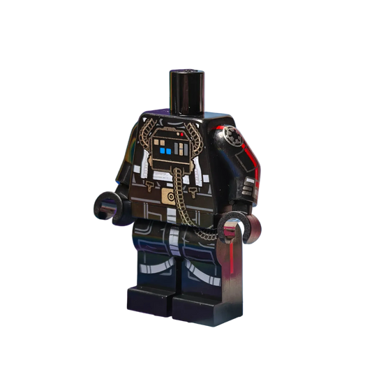 Black tie fighter pilot body with red lines front view